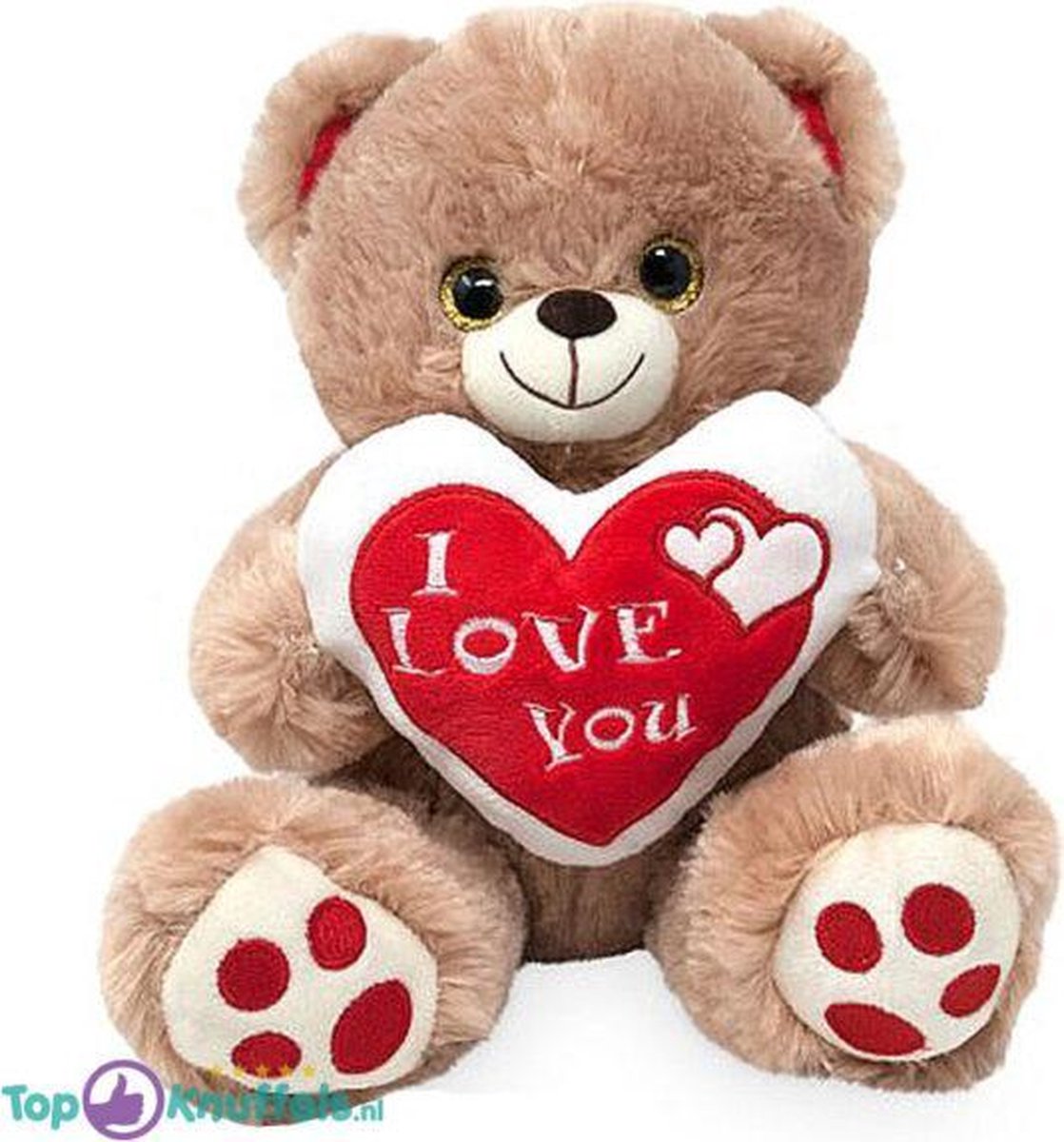 Bruine Teddybeer met Hart ”I Love You” (Wit/Rood) 45 cm Pluche Knuffel | Cadeau - Ik hou van jou / I Love you Knuffelbeer |Valentijnsdag cadeau Rozenbeer | Love Teddy Rozen Beer